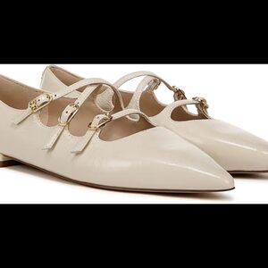 Sam Edelman Pointed Cream Flats with Straps